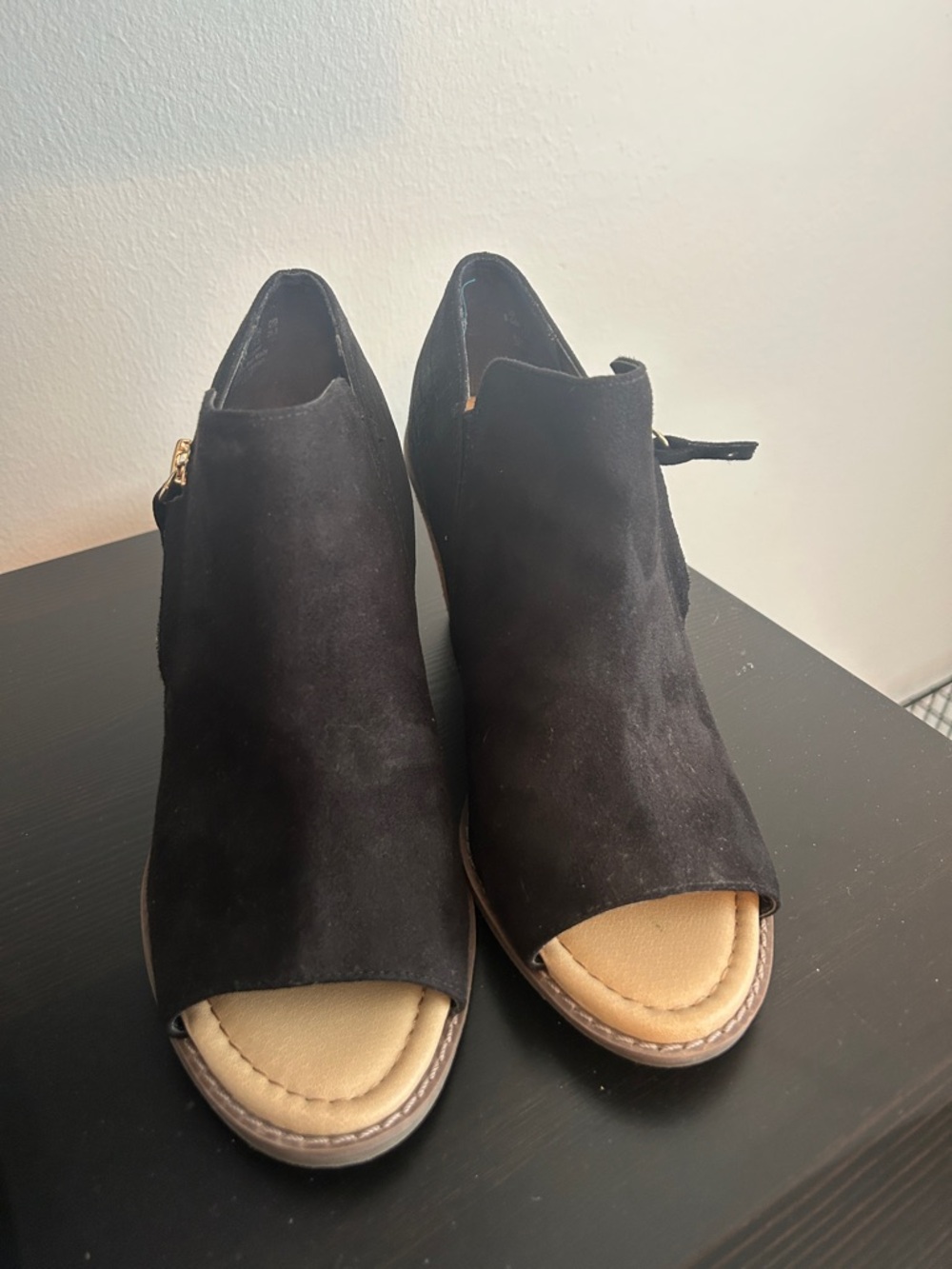 Dr. Scholl's Black Suede Open-Toe Clog Mules
